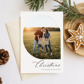 Modern Simple Arch Merry Christmas Family Photo Feestdagenkaart