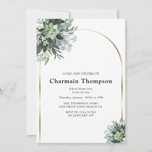 Modern Simple Arch Photo Afstuderen Kaart (Achterkant)