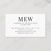 Modern Simple Architect Typografie Visitekaartje (Achterkant)