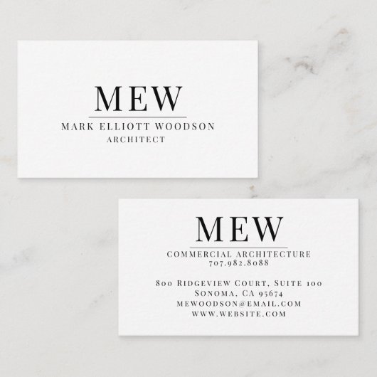 Modern Simple Architect Typografie Visitekaartje (Voorkant / Achterkant)