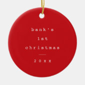 Modern Simple Baby First Christmas Baby Photo Keramisch Ornament (Voorkant)