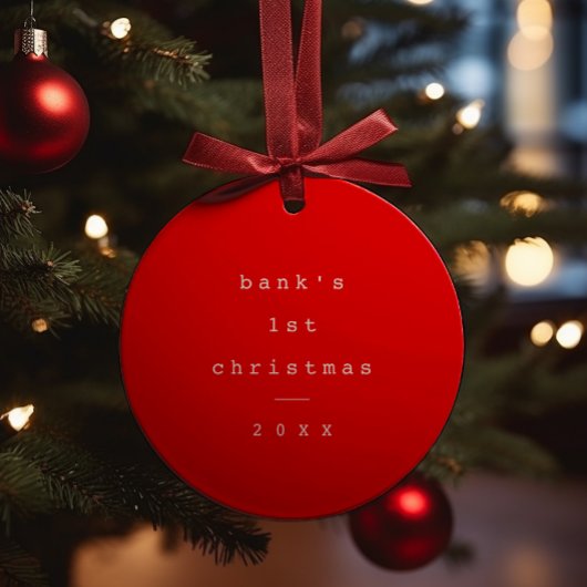 Modern Simple Baby First Christmas Baby Photo Keramisch Ornament