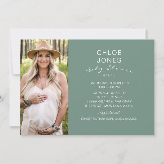 Modern Simple Baby shower by Mail Photo Sage Kaart (Voorkant)
