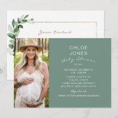 Modern Simple Baby shower by Mail Photo Sage Kaart (Voorkant / Achterkant)