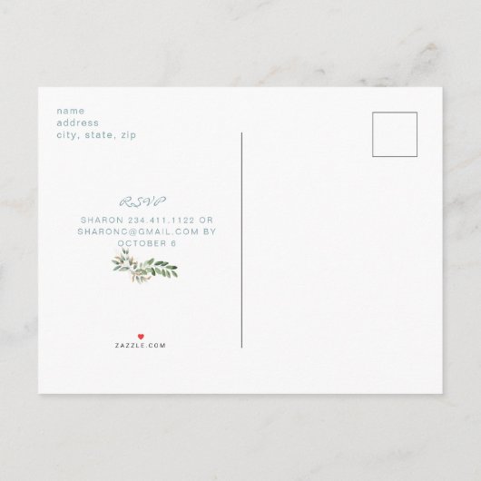 Modern Simple Baby shower Photo Blauwgroen Uitnodiging Briefkaart (Achterkant)