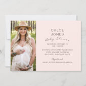 Modern Simple Baby shower Photo Champagne Pink Kaart (Voorkant)