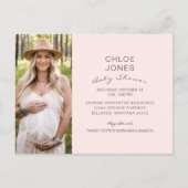 Modern Simple Baby shower Photo Pink Champagne Uitnodiging Briefkaart (Voorkant)