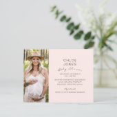 Modern Simple Baby shower Photo Pink Champagne Uitnodiging Briefkaart (Staand voorkant)