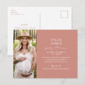 Modern Simple Baby shower Photo Salmon Uitnodiging Briefkaart (Voorkant / Achterkant)