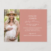 Modern Simple Baby shower Photo Salmon Uitnodiging Briefkaart (Voorkant)