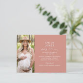 Modern Simple Baby shower Photo Salmon Uitnodiging Briefkaart (Staand voorkant)