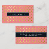 MODERN SIMPLE BADGE trendy gouden folie spot koraa Visitekaartje (Voorkant / Achterkant)