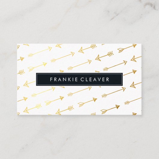 MODERN SIMPLE BADGE trendy pijlpatroon gouden foli Visitekaartje (Voorkant)