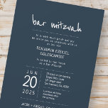 Modern   Simple Bar Mitzvah Kaart<br><div class="desc">Samengesteld uit speels schrift en san serif typografie; Allemaal tegen een achtergrond van blauwe achtergrond. Dit is ontworpen door Select Party Supplies,  exclusief voor Zazzle. Beschikbaar hier: http://www.zazzle.com/selectpartysupplies</div>