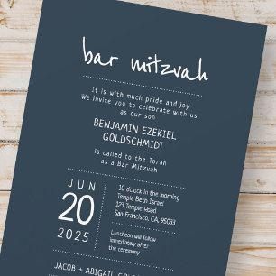 Modern + Simple Bar Mitzvah Kaart