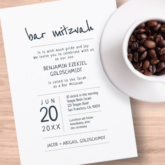 Modern + Simple Bar Mitzvah Kaart