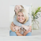 Modern Simple Be Merry Typography 1 Photo Feestdagenkaart (Staand voorkant)