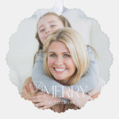 Modern Simple Be Merry Typography 1 Photo Ornament Kaart (Voorkant)