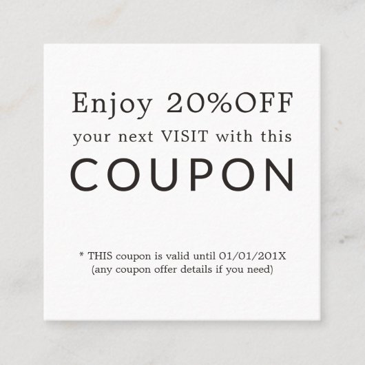 Modern Simple Beauty Salon Discount Coupon (Voorkant)