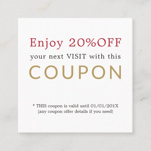Modern Simple Beauty Salon Discount Coupon (Voorkant)
