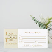 Modern Simple Beige Business Logo Gift Certificate (Staand voorkant)