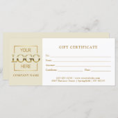 Modern Simple Beige Business Logo Gift Certificate (Voorkant / Achterkant)