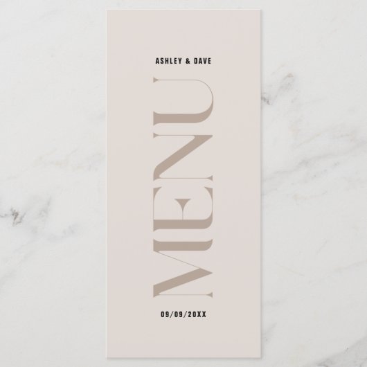 Modern Simple Beige Edge Wedding Menu (Voorkant)