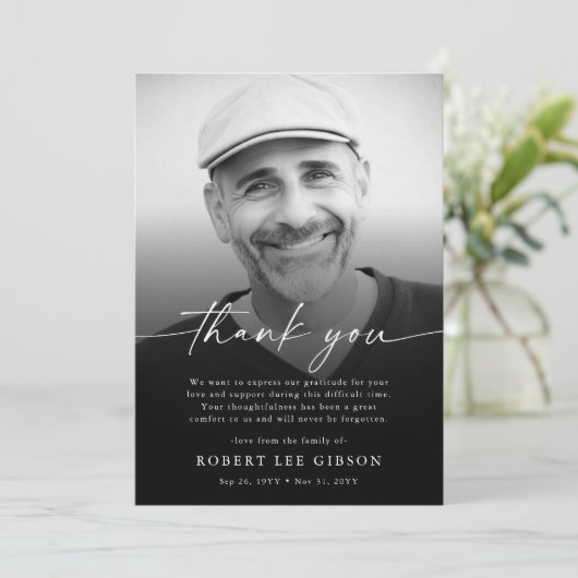 Modern Simple Bereavement Sympathie Funeral Foto Bedankkaart (Staand voorkant)