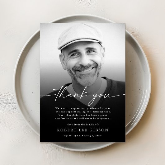 Modern Simple Bereavement Sympathie Funeral Foto Bedankkaart