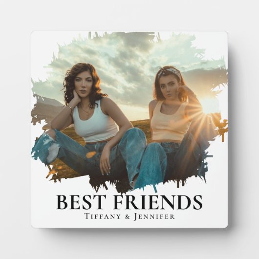 Modern SImple Beste vrienden Foto & Name Fotoplaat (Voorkant)
