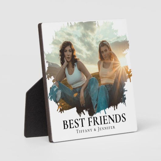 Modern SImple Beste vrienden Foto & Name Fotoplaat (Voorkant)