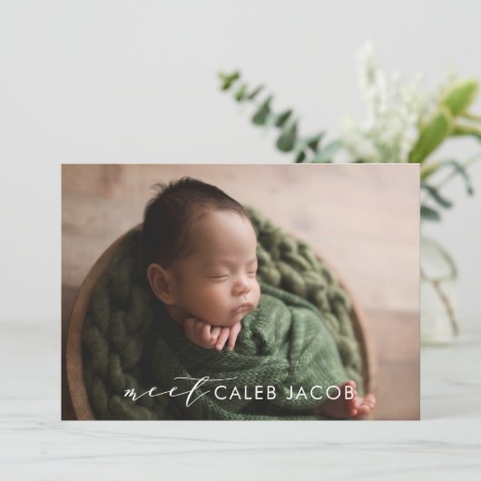 Modern Simple Big Photo Newborn Annountion Aankondiging (Staand voorkant)