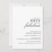 Modern Simple Black 50 and Fabulous Birthday Party Kaart (Voorkant)