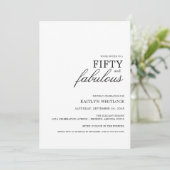 Modern Simple Black 50 and Fabulous Birthday Party Kaart (Staand voorkant)