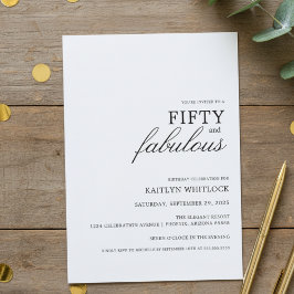 Modern Simple Black 50 and Fabulous Birthday Party Kaart