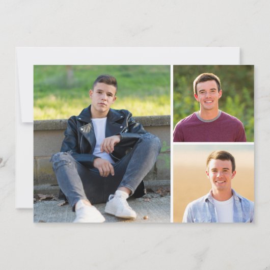 Modern Simple Black Afstudeerder 4 Photo Afstudere Kaart (Achterkant)