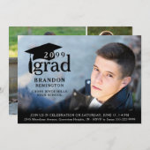 Modern Simple Black Afstudeerder 4 Photo Afstudere Kaart (Voorkant / Achterkant)
