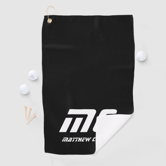 Modern Simple Black and White Masculine Monogram Golfhanddoek (Insitu)