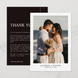 Modern Simple Black and White met Photo Wedding Bedankkaart