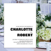 Modern Simple Black and White Wedding Kaart