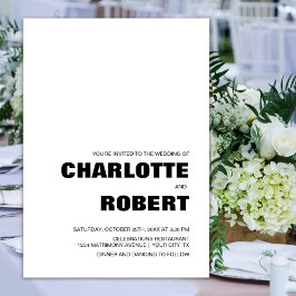 Modern Simple Black and White Wedding Kaart