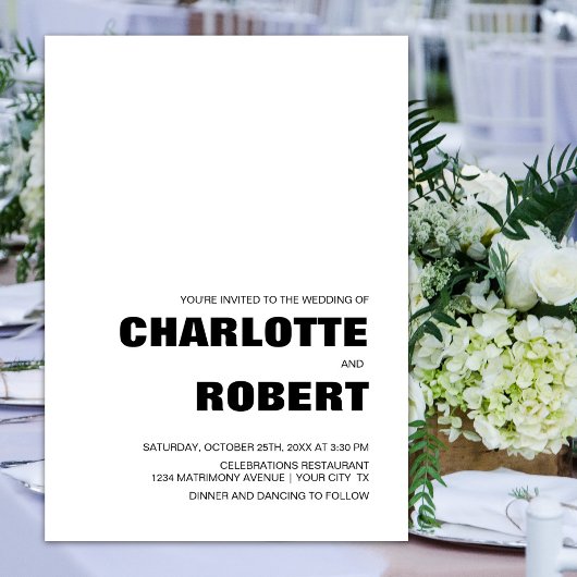 Modern Simple Black and White Wedding Kaart