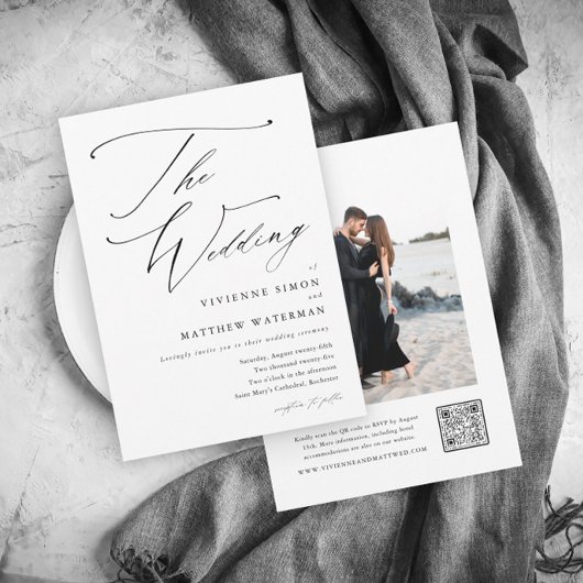 Modern Simple Black and White Wedding Kaart