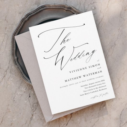 Modern Simple Black and White Wedding Kaart