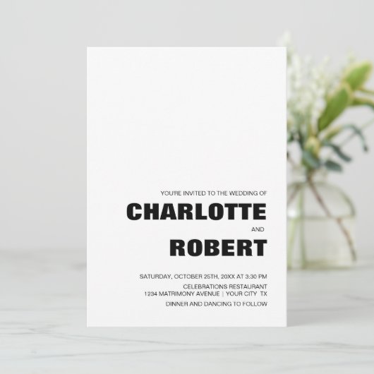 Modern Simple Black and White Wedding Kaart (Staand voorkant)