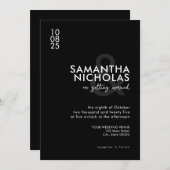 Modern Simple Black and White Wedding Kaart (Voorkant / Achterkant)