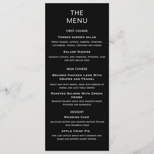 Modern Simple Black and White Wedding Menu (Voorkant)