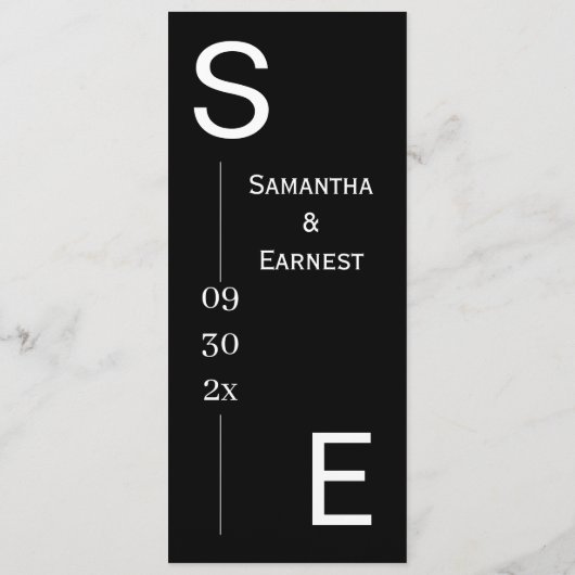 Modern Simple Black and White Wedding Menu (Achterkant)