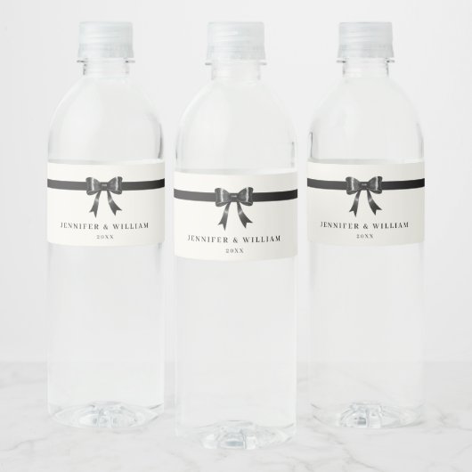 Modern Simple Black Bow Personalized water bottle  Waterfles Etiket (Flessen)