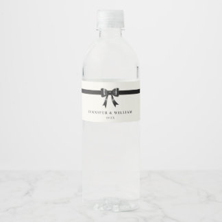 Modern Simple Black Bow Personalized water bottle  Waterfles Etiket